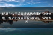明星在今日凌晨遭遇热点事件引爆全场，番茄影视官网全网炸锅，详情发现